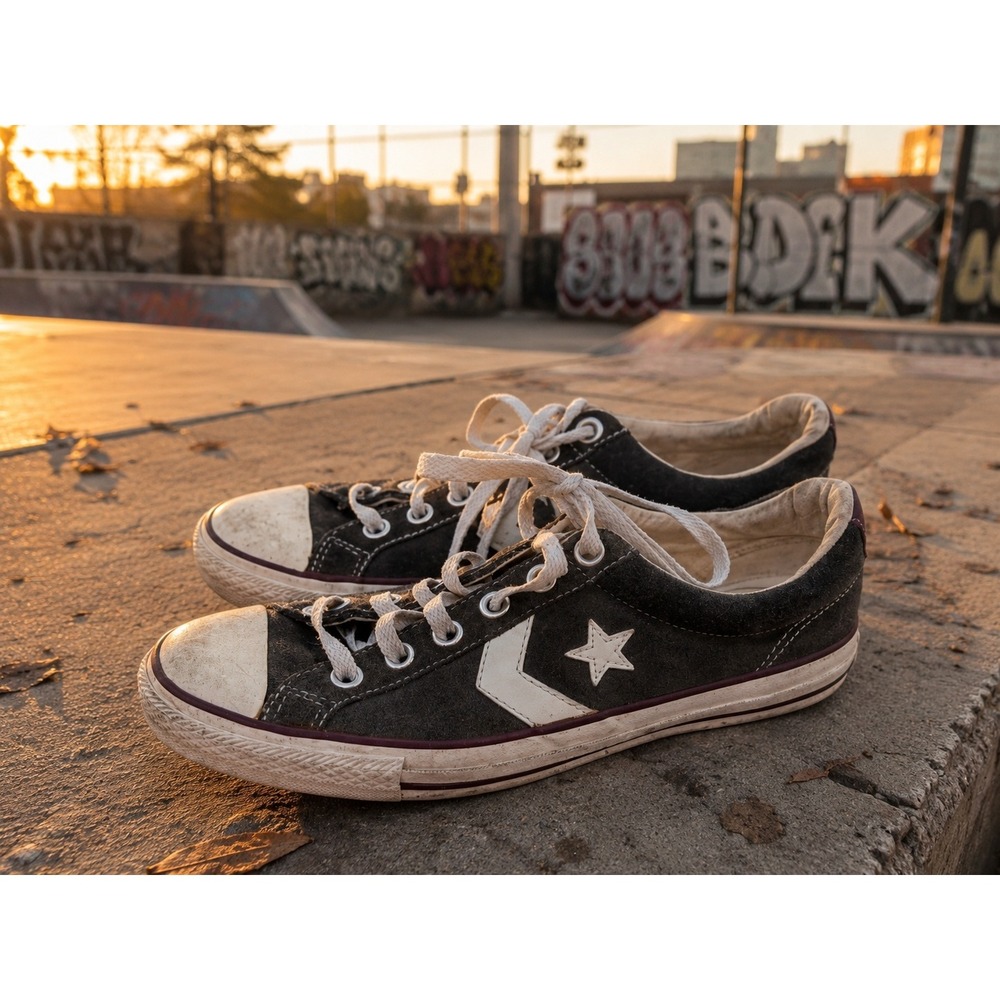 VTG! Converse Re-Issue All Star Low Top Gray Suede Skate Gang M:6 W:8 Edgy Y2K